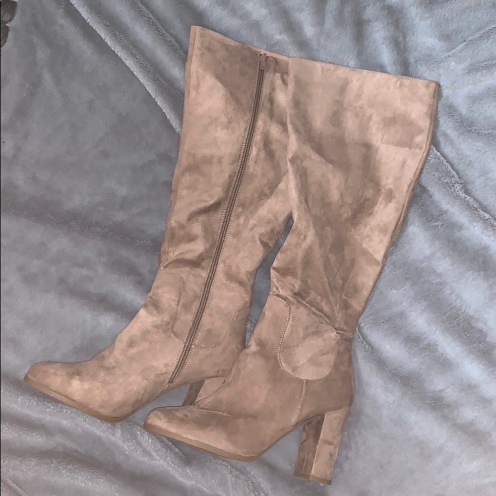 Beige High Heel Boots